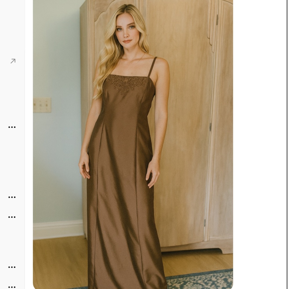 Vintage 90’s Y2k Chocolate Brown Beaded Prom Dress Maxi Fairy Rachel 12